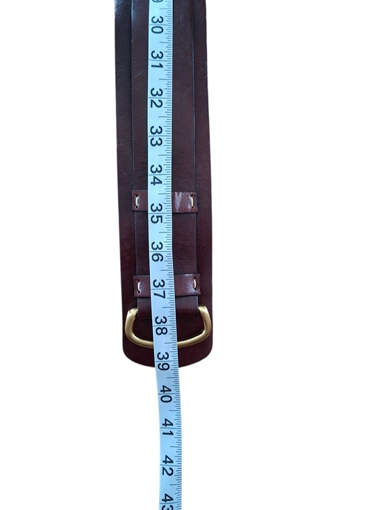 Holt Renfrew Luxe Brown Leather Belt Made in Canada Gold Buckle Timeless Classic - Picture 10 of 15